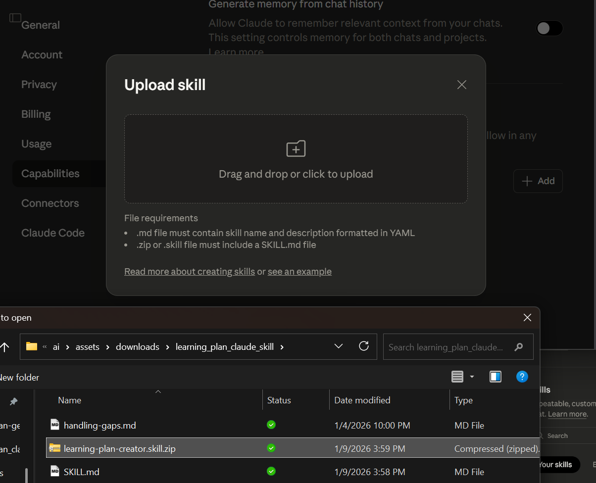 Skills Installation file selection